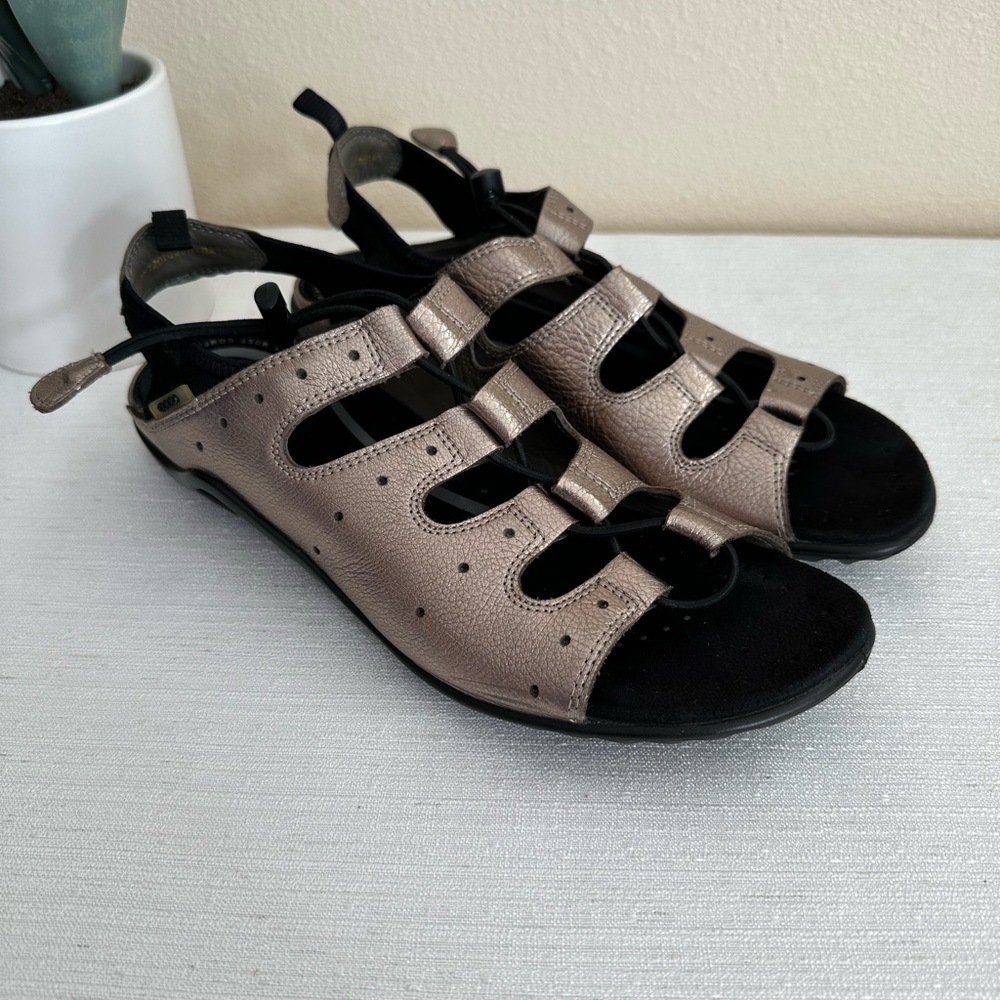 Ecco Taupe Metallic Adjustable Slingback Sport Sandals Women’s EU39US8-8.5